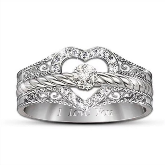 Jewelry - *NEW*925 Silver I Love You Romantic Diamond Ring